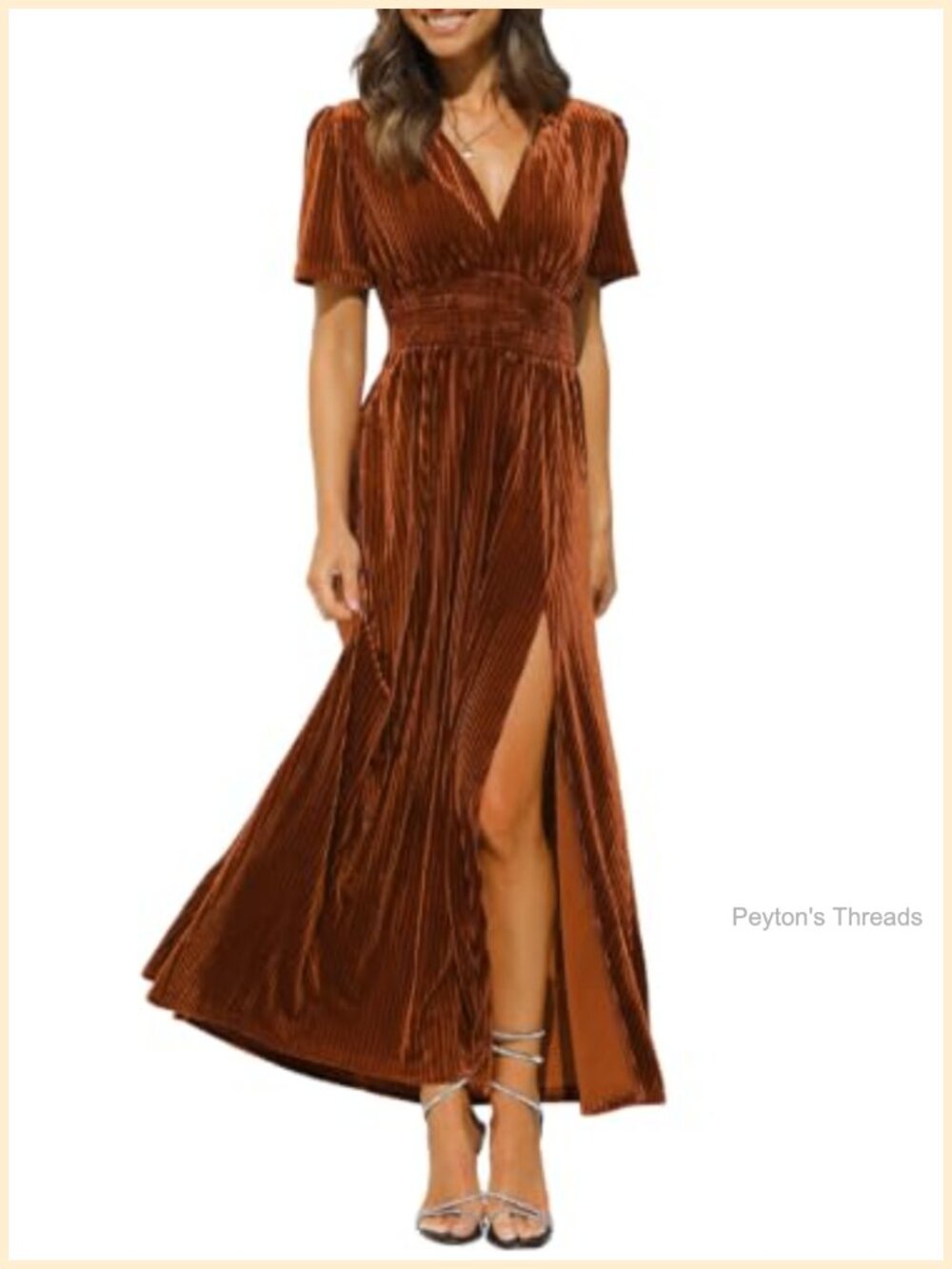 Velvet Maxi Dress V-Neck Smocked Waist Formal Wedding Guest Cocktail